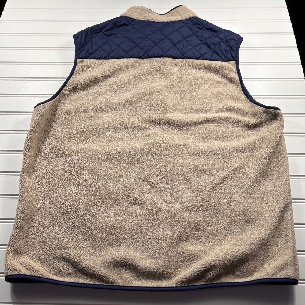 Peter Millar Crown Micro Shearling Fleece Vest Mens L Beechwood Tan Navy Quilted - Picture 16 of 16